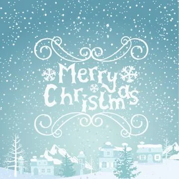 Winter landscape with snowflakes. Stock Illustration