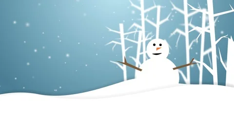 Winter landscape with snowman Stock Footage 96225993