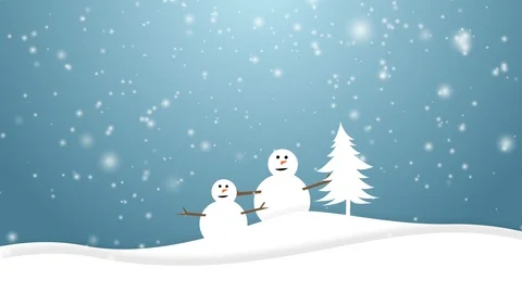 Winter landscape with snowman Stock Footage 104841409