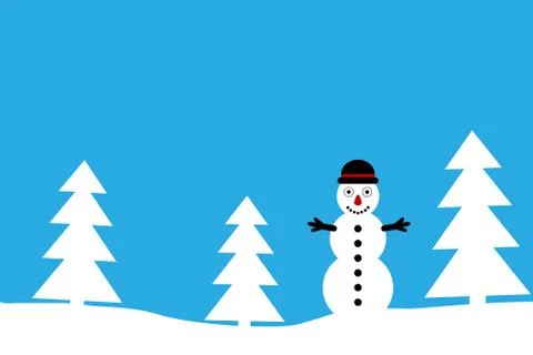 Winter landscape with snowman Stock Illustration