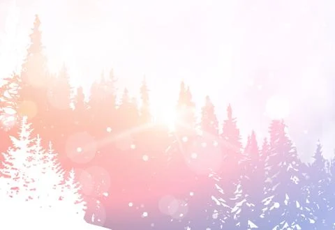 Winter Landscape Snowy Forest Pine Tree Woods Background 스톡 일러스트