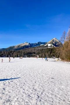 Winter landscape of Strbske pleso Foto stock
