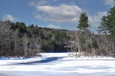 The winter landscape of stuart pond Stock Photos