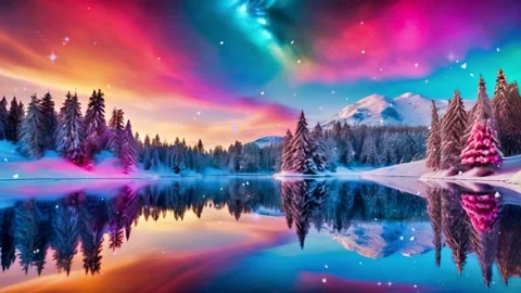 The winter landscape is a stunning view of dramatic sky reflections Stock Footage 258801747