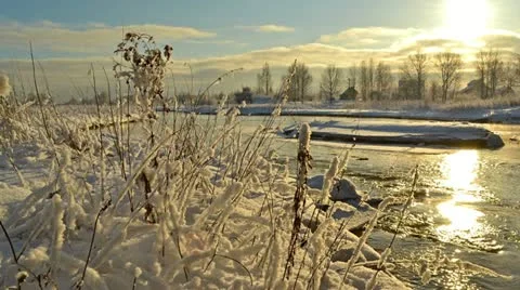 Winter landscape at sunset 動画素材 20482855