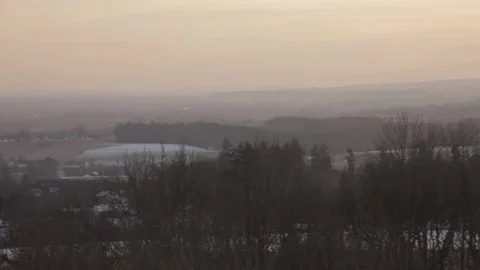 Winter landscape. Sunset. Panorama. Camera movement from left to right. Stock Footage 106816023