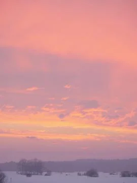 Winter landscape sunset Stock Photos