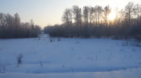 Winter landscape at sunset from the train window 스톡 동영상 59282470