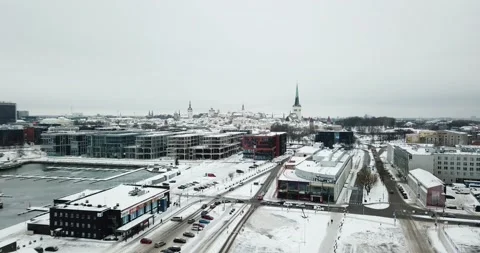 Winter Landscape of Tallinn Stock Footage 236703533