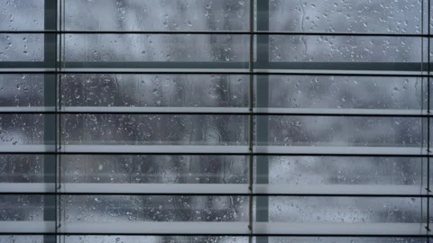 Winter landscape through the window in house. falling snow outside on winter Stock Footage 293891233