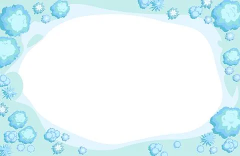 Winter landscape top view. Frame around edge of Oval image. Snowy frosty natu 스톡 일러스트