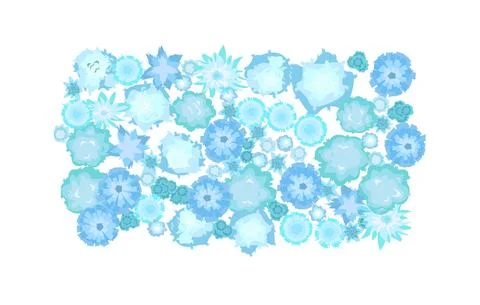 Winter landscape top view. In shape of rectangle. Isolated on white background Stock Illustration