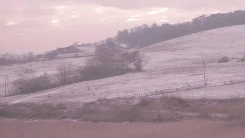 Winter landscape from the train window, movement Stock Footage 165888397