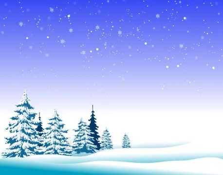 Winter landscape trees Stock Illustration