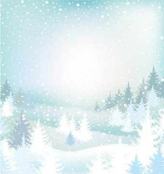Winter landscape with trees Stock Illustration