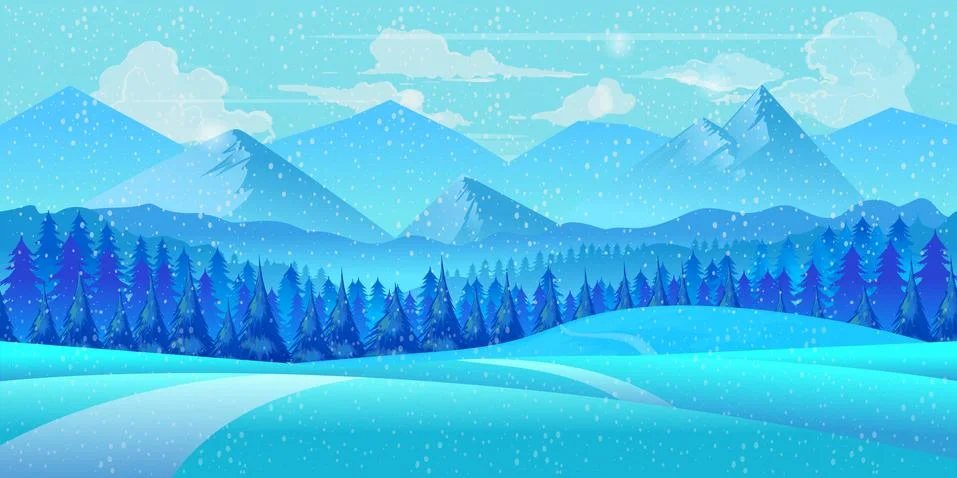 Winter landscape. Vector illustration Stock Illustration