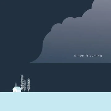 Winter landscape vector illustration in modern minimalistic style with storm Stock Illustration