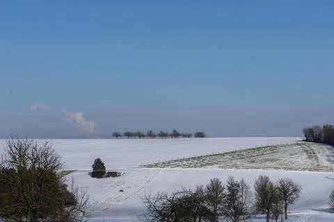 Winter landscape with a wide view Stock Photos