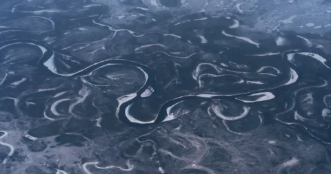 Winter landscape with a winding river. Stock Footage 120030379