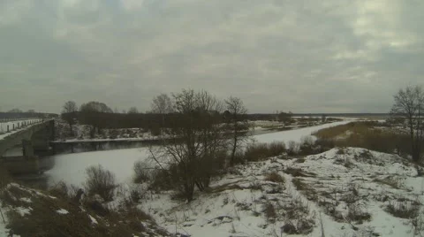 Winter landscape at winter meadow Stock Footage 46361485