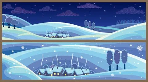 Winter Landscapes Stock Illustration
