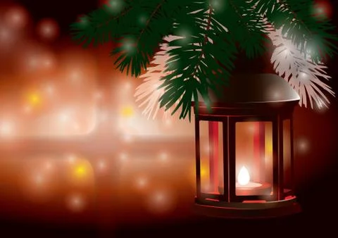 Winter lantern scene -vector Stock Illustration