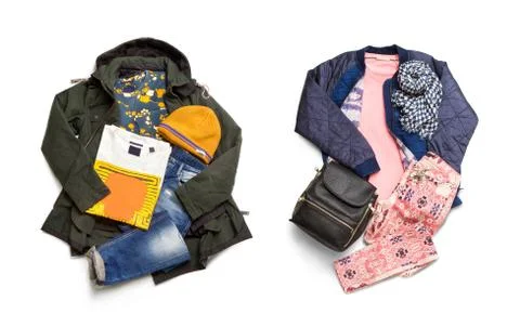 Winter layout clothes Stock Photos