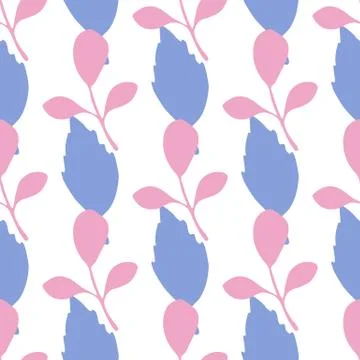 Winter leaves seamless pattern on white background. Stock Illustration