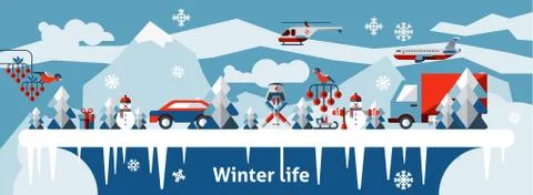 Winter life background 스톡 일러스트