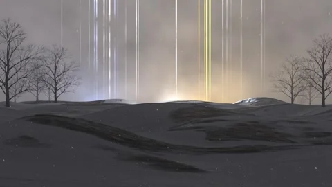 Winter light pillars. No wind. Three loops: light, medium and heavy snow Stock Footage 257646792