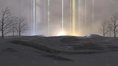 Winter light pillars. Windy. Three loops: light, medium and heavy snow Stock-Footage 257646791
