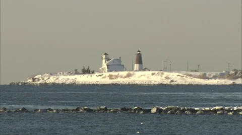 Winter Lighthouse scene Stock Footage 47681193