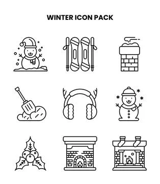 Winter Line Graphics Icons Pack Stock Illustration