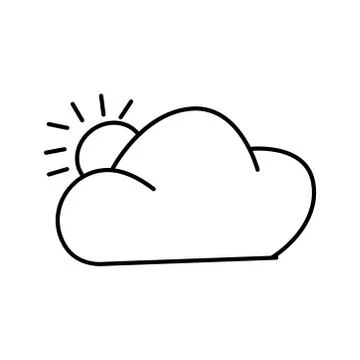 Winter line icon. cloud icon with sun. simple design editable. design vector Stock Illustration