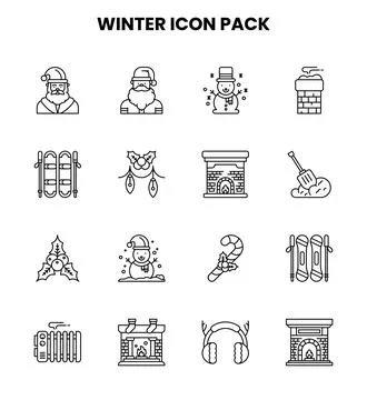 Winter Line Icons Pack Stock Illustration