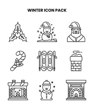 Winter Line Icons Pack Stock Illustration