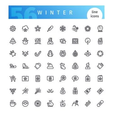 Winter Line Icons Set Stock Illustration