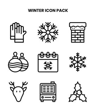 Winter Line Scalable Icons Pack Stock Illustration