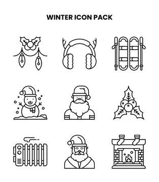 Winter Line UI Icons Pack Stock Illustration