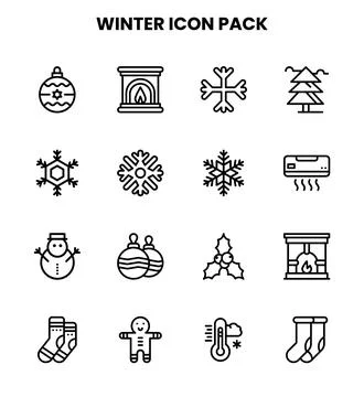 Winter Line UI Icons Pack Stock Illustration