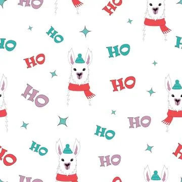 Winter llama pattern Illustrazione stock