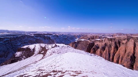 Winter loess plateau 1 Stock Footage 84004540
