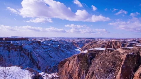Winter loess plateau 2 Stock Footage 84004663