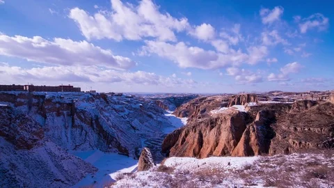 Winter loess plateau 3 Stock Footage 84005230