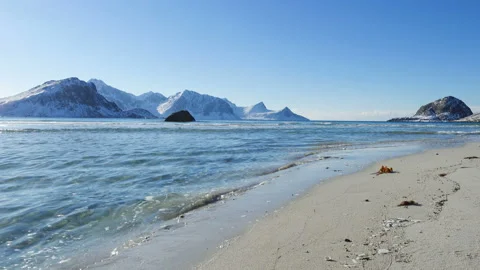 Winter Lofoten beach Stock Footage 144642014