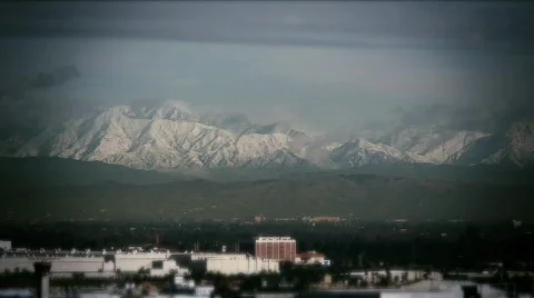 Winter Long Beach-01-various shots toward mountains Stock Footage 856953