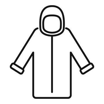 Winter long jacket with hood icon thin line vector illustration Stockillustratie