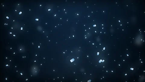 Winter loop background with falling glowing ice shards and cyan bokeh particles Stock Footage 342798442
