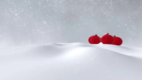 Winter looping snowy landscape with red christmas baubles background Stock Footage 324527396