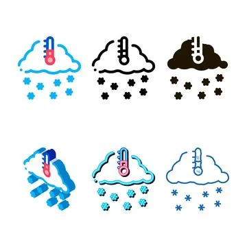 Winter low temperature minimal and snow icon vector outline Illustrazione stock